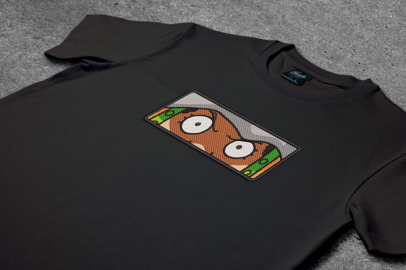 Crna majica sa vezom inspirisana One Piece anime serijalom, sa motivom Usopp